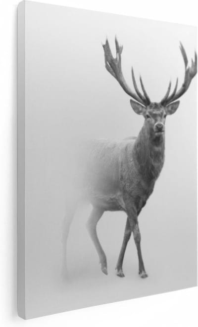 Artaza Canvas Schilderij Hertenkop - 30x40 cm - Klein - Wanddecoratie Gewei - Muurdecoratie Dieren - Kamer Accessoires