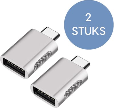 2x USB-C naar USB 3.0 - Adapter - USB C naar USB Adapter - USB C naar USB A Converter - USB C naar USB A Female - Provium - zilver