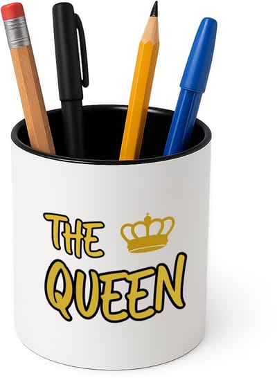 Hacebo® - The queen Pennenbakje - Koningin - een koningin - pennenhouder - verjaardagscadeau - kroontje - kado - gift - geschenk - Pennenbakje zwart