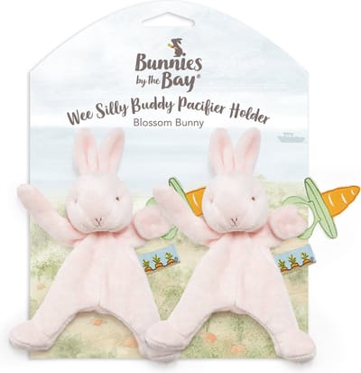 Bunnies By The Bay set van 2 Knuffeldoekjes met speenhouder Konijn - Speendoekje - Klittenband sluiting voor speen - Roze - 2 Stuks