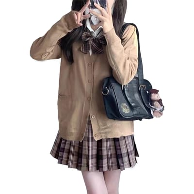Ensemble Uniforme Scolaire Cosplay JK Vêtement d'extérieur uni Costume d'Halloween Tenue Photographie Marron S [KALAOK] marron