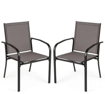 Delightness Tuinstoelen - Set Van 2 - Buitenstoelen - Stapelbaar - Tuinmeubels - Tuin - Buiten - 61x49x89cm - Grijs - Antraciet