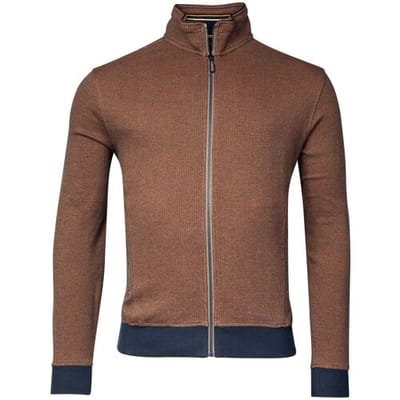 Baileys Vest Two-Tone Jacquard Sweat Cardigan Zip Donker Goud / male