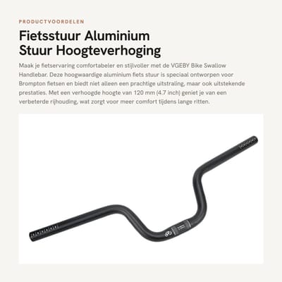 Dailygoods- Fietsstuur zeer sterk aluminium - Hoogteverhoging 120mm - Geschikt voor gravelfiets/BMX - Stijlvol ontwerp - Verhoogde stuurhoogte - Uit één stuk gegoten