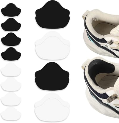 Hielbescherming voor sneakers en dagelijkse schoenen, 8 paar zelfklevende hielpads in twee maten en kleuren voor comfort en bescherming