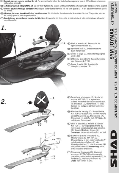 Support de top case Shad pour scooter Sym 250 Joymax I 2013 à 2020 S0JM13ST Neuf