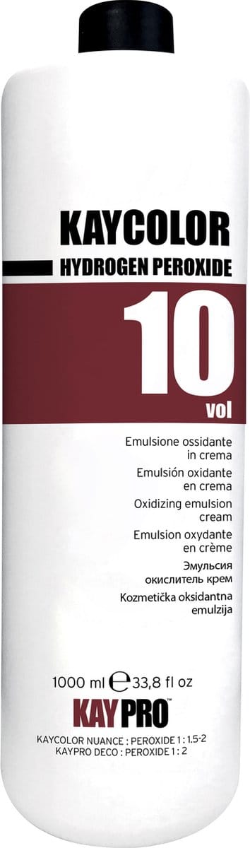 KayPro Kay Color Oxy Emulsion 10 Vol / 3% 1000 ml - oxidatiecrème voor haarverf en blondeerpoeders / ontkleuringspoeders