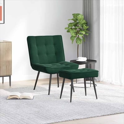vidaXL - Relaxstoel - met - voetenbank - fluweel - donkergroen