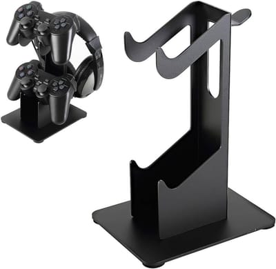 Hoofdtelefoonstandaard met 2 lagen voor gaming, telefoonhouder en headsetopslag