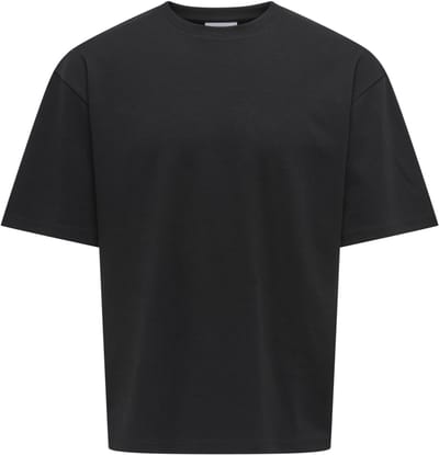 Only & Sons zwarte heren t-shirt   Ronde hals   Regular fit   Duurzaam   Korte mouw Zwart XS
