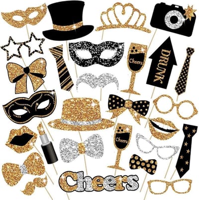 longziming - Fotorekwisieten Set 30 Stuks - Fotobox Accessoires - Feestdecoraties Voor Carnaval Bruiloft Halloween Kerst - Verjaardag En Oudejaarsavond