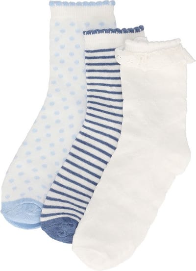 iN ControL 3pack meisjes sokken wit/blauw maat 35/38