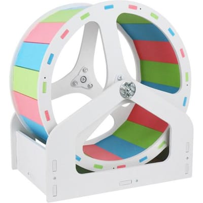 Hamsterwiel PVC Hout Plastic Plaat Stille Hamster Oefenwiel met Standaard voor Egel Hamster Diameter 24cm/9.4in white