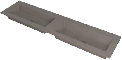 INK Kraft Wastafel Dubbele Bak Zonder Kraangaten - 1800x450x10 mm - Quartz Beton