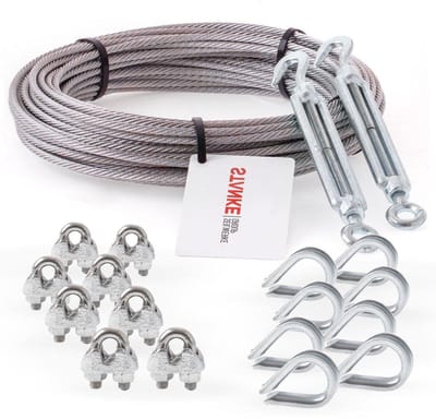 Roestvrijstalen touw set - Stalen kabel Staaldraad - Touwspannen en hijsen - Corrosiebestendig AISI 316 - 2mm 25m - Zilver
