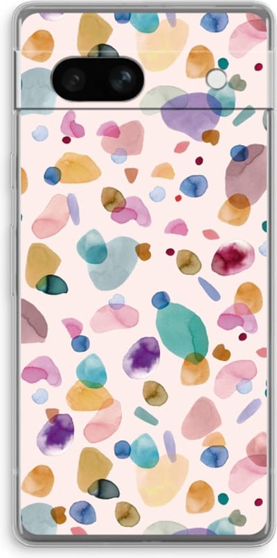 Case Company® - Hoesje geschikt voor Google Pixel 7A hoesje - Terrazzo Memphis - Soft Cover Telefoonhoesje - Bescherming aan alle Kanten en Schermrand