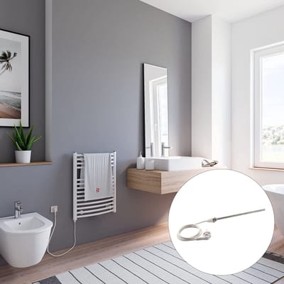 Schulte EUROPA - elektrische designradiator - 50 x 70 cm - wit - handdoekdroger - aansluiting links - continustroom - 300 Watt