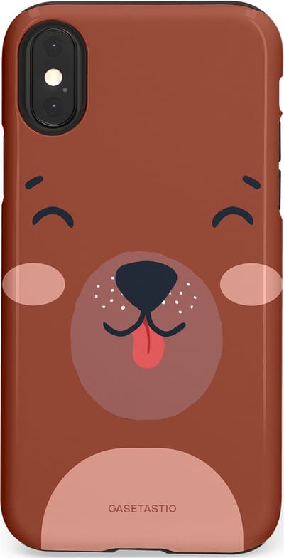 Casetastic hoesje geschikt voor Apple iPhone X / Apple iPhone XS - Dubbellaagse bescherming - Knuffelkopjes beer - Fashion Case - Terracotta Taupe