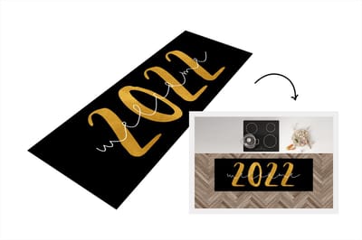 Keukenloper - Loper keuken - Nieuwjaar - Welcome 2022 - Goud - Spreuken - Quotes - 150x50 cm - Keukenloper vinyl