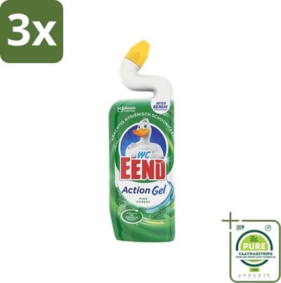 3 x WC Eend Toiletreiniger Action Gel Pine Forest 750 ml - Grootverpakking - Toiletreiniger - Reinigingsgel - Kalkverwijdering - Urinesteen - Fris Ruiken