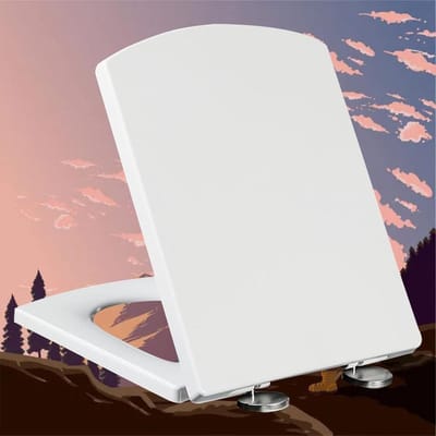 toiletbril toiletbril soft close Vierkante toiletbril Soft Close Quick Release Rechthoekige toiletbril met bevestiging aan de bovenkant Wit toiletdeksel met deksel, compatibel met standaard toiletten,