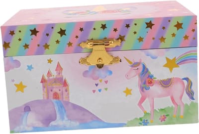 Muziek Sieradendoos - Opbergdoos Meisjes - Schatten Bewaren - Eenhoorn Decoratie - 15 x 10.5 x 8.5 cm - Multicolor