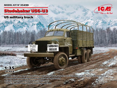 ICM Modelbouwpakket Militaire voertuigen - 35490 US military truck Studebaker US-6-U3 Plastic - 1:35 - Modelbouw