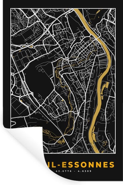 Muurstickers - Sticker Folie - Frankrijk - Stadskaart - Corbeil-Essonnes- Plattegrond - Kaart - 20x30 cm - Plakfolie - Muurstickers Kinderkamer - Zelfklevend Behang - Zelfklevend behangpapier - Stickerfolie