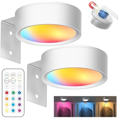 2 magnetische schilderlichten - Draadloze fotolamp met afstandsbediening, 3 lichtkleuren en timer