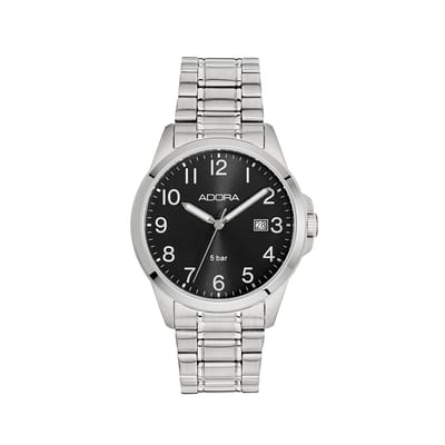 Adora Herenhorloge AB6652 – Stijlvol Klassiek – Roestvrij Staal – 39 mm – Datumfunctie – Waterdicht 5 ATM – Zwarte Wijzerplaat