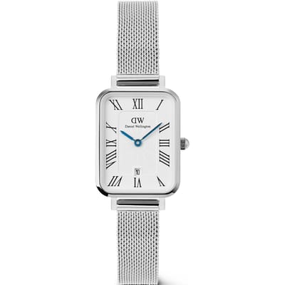 Daniel Wellington DW Watch Quadro Sterling Roman Numerals Date 20x26mm Silver