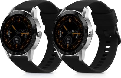 kwmobile 2x horlogebandjes geschikt voor Blackview X1 Smartwatch bandje - Smartwatch bandjes van TPU - Activity tracker horloge band in zwart / zwart