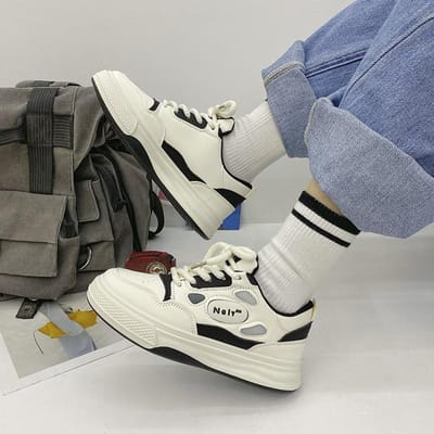 Platform Witte Schoenen Kinderen Herfst Nieuw Ins Trendy Mode Veelzijdig Student Casual Board Schoenen 40 zwart