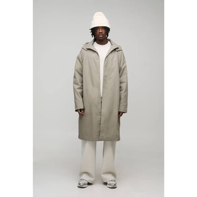 Lang Model Regular Fit Mac met knoopsluiting en capuchon | Stone | Size Small