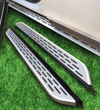 Treeplanken Aluminium - Zijstappen Voertuig - Veiliger Instappen - Geen Boormontage - Set van 2 - Zilver