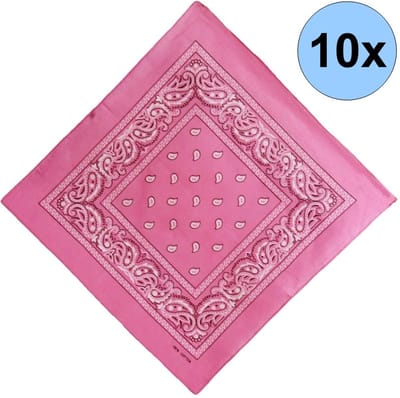 Fako Fashion - Bandana - Hoofddoek - Mondbescherming - Zakdoek - Paisley - Roze - 10 Stuks