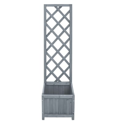vidaXL - Plantenbak - met - latwerk - 40x30x135 - cm - massief - vurenhout