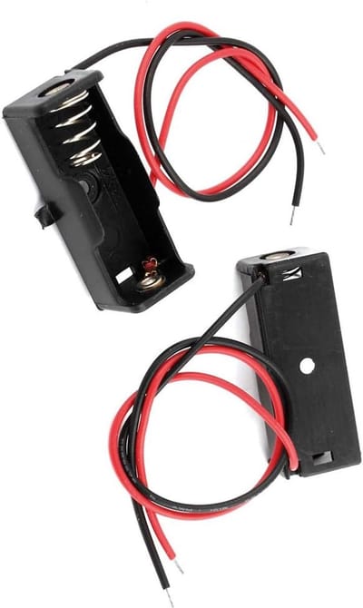 Batterij Houder - Batterij Doos - Elektronica Projecten - Met Draad Connectoren - Voor 2x 1.5V - Zwart