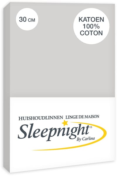 Sleepnight Hoeslaken Katoen 30 cm Grijs - 90 x 200 cm - [Grijs]