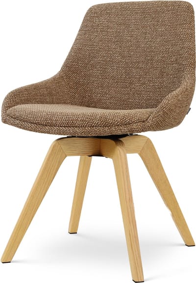 Nolon Noor-Isa draaibare Eetkamerstoel bruin blend - houten onderstel - stijlvol - scandinavisch