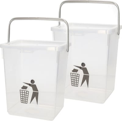 Plasticforte Gft afvalbakje voor aanrecht - 2x - 5L - klein - transparant - afsluitbaar - 20 x 17 x 23 cm - compostbakje