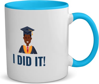 Akyol - i did it! koffiemok - theemok - blauw - Geslaagd - iemand die is geslaagd - gelukt - gefeliciteerd - examen - school - diploma gehaald - cadeau - kado - geschenk - gift - 350 ML inhoud