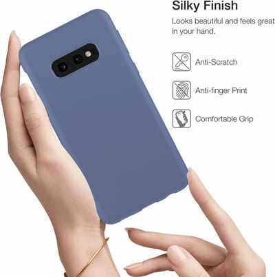 Silicone case geschikt voor Samsung Galaxy S10e - lavendel grijs + Glazen Screenprotector - Flexibele en Duurzame Case - Stijlvolle Silicone Hoes - Val- en Krasbestendige Bescherming - Zachte Siliconen Beschermcase