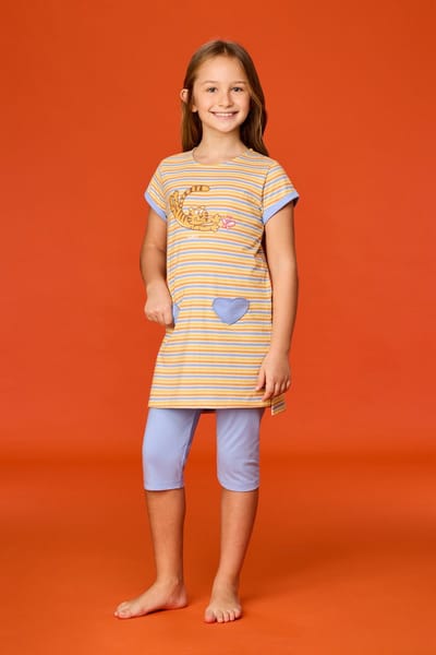 Woody Meisjes-Dames pyjama geel - maat 176/16J