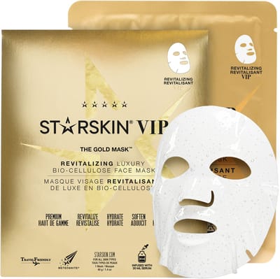STARSKIN® The Gold – Gezichtsmasker / Sheet Mask – Revitaliserend, Verstevigend & Anti-Aging – Korean Skincare voor alle huidtypen met Serum van Teunisbloem (56%), Immunogoud, Adenosine, Ginkgo & Kudzuwortel