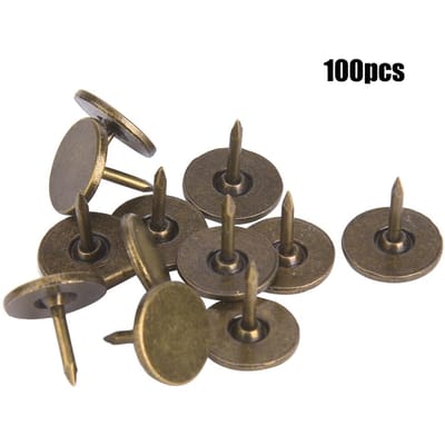 100 Pièces Clou Tapissier Tête Plate Bronze Cyan Fer Épingle Décorative Accessoires Meubles Canapé 11mm diameter x 11mm length