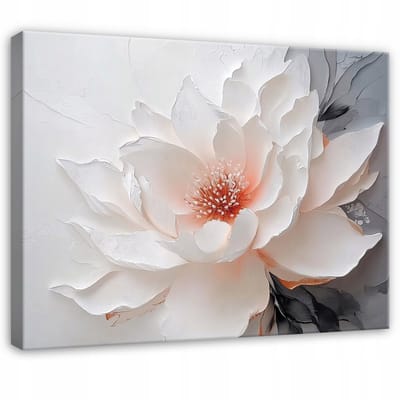 WALLARENA - Canvas schilderij - 100x70 cm - 3D bloemen lilia wit voor slaapkamer woonkamer keuken