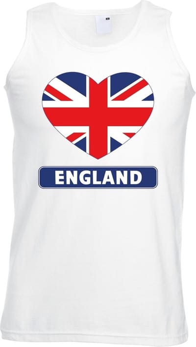 Engeland singlet shirt/ tanktop met Engelse vlag in hart wit heren S