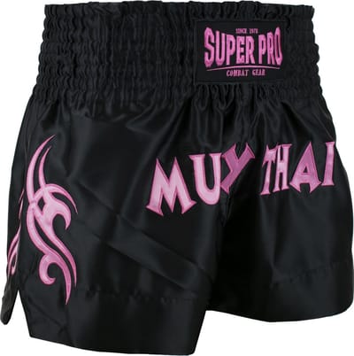 Super Pro Combat Gear Thaiboksshort Fighter Zwart/Roze Large