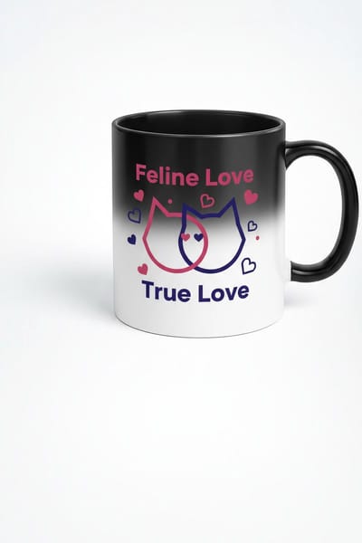 Magische Katten Liefde Mok | Feline Love True Love | Warmtegevoelige Mok voor Kattenliefhebbers